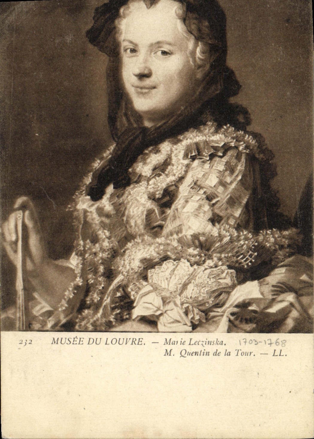 VINTAGE POSTCARD Museum Of Louvre Marie Leczinska Mr. Quentin of the Tower