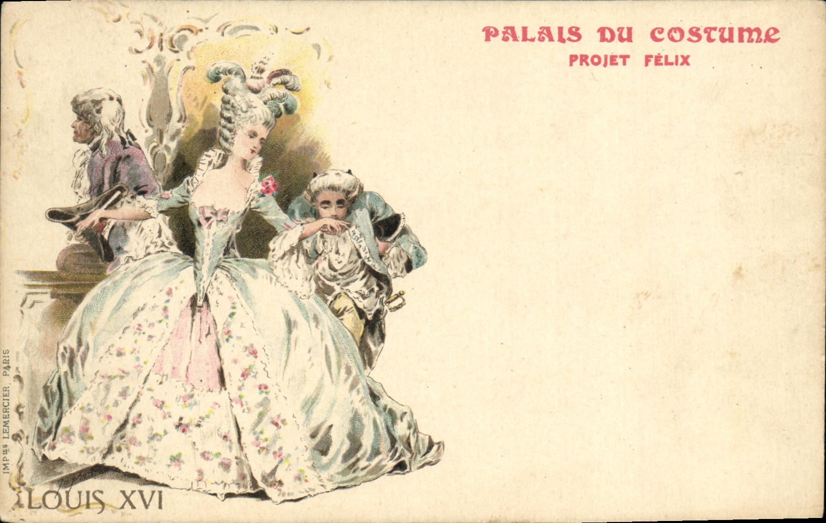 VINTAGE POSTCARD Palate of the costume Project Felix Louis XVI