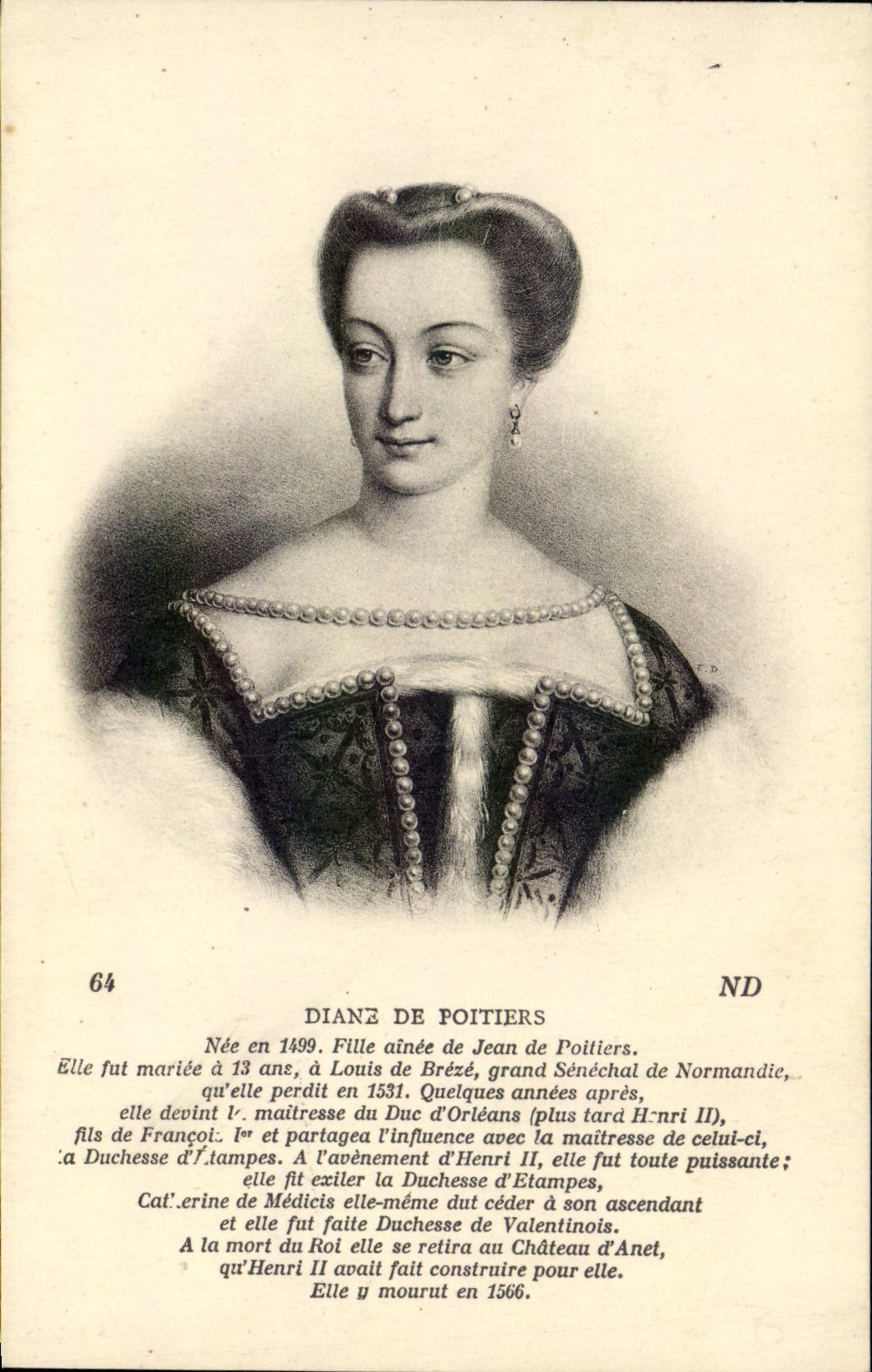 CPA Diane de Poitiers Fille de Jean de Poitiers