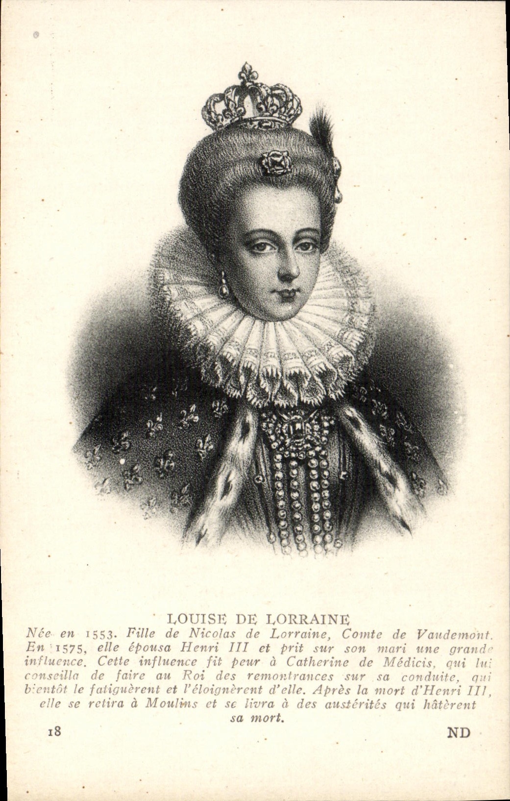 CPA Louise de Lorraine Fille de Nicolas de Lorraine 