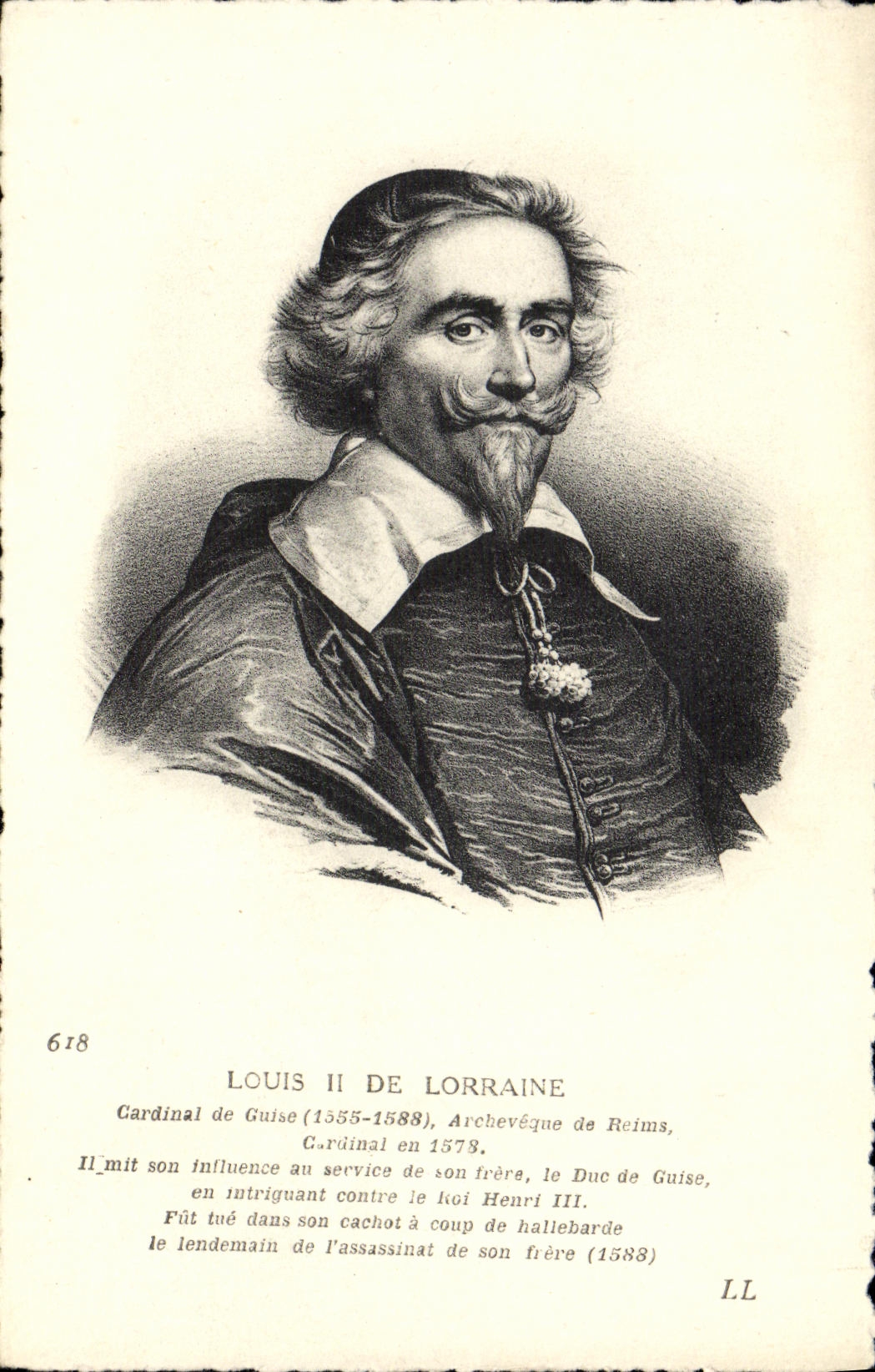 POSTAL Louis de la VENDIMIA II del cardenal de Lorena de propio arzobispo de la manera de Reims