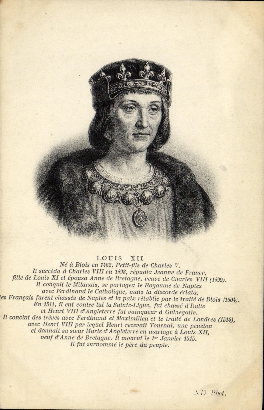 VINTAGE POSTCARD Louis XII Small son of Charles V