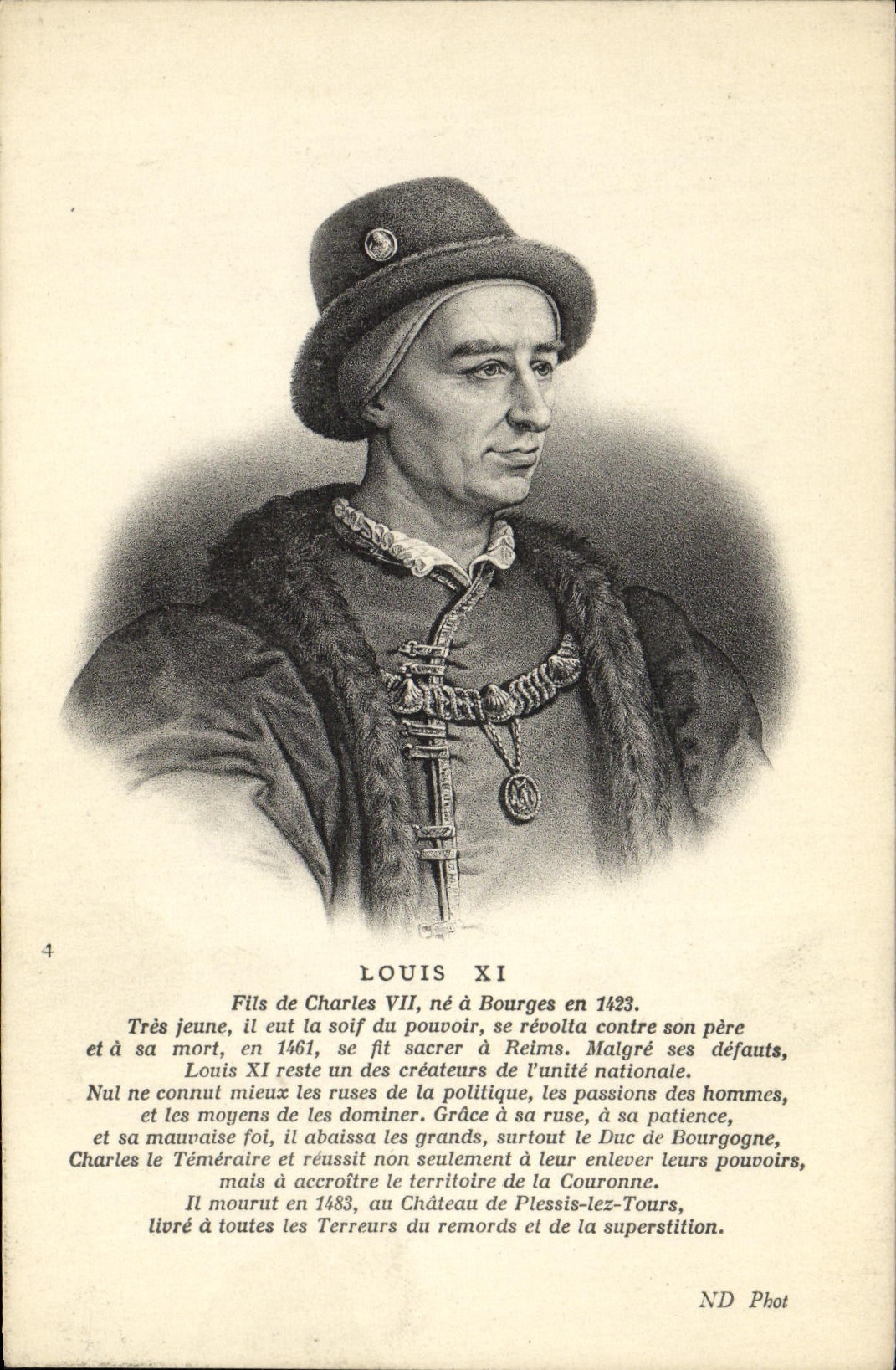 VINTAGE POSTCARD Louis XI Wire of Charles VII does not have Bourges