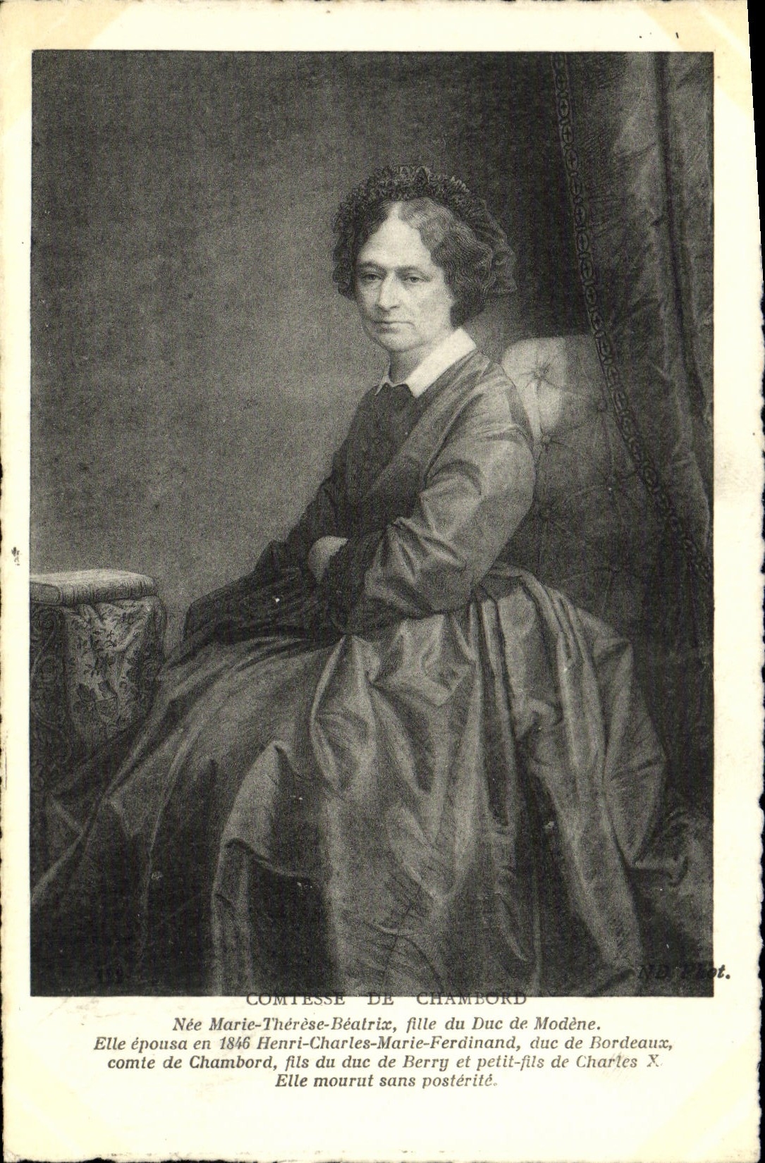 VINTAGE POSTCARD Countess De Chambord Girl of the duke of Modena