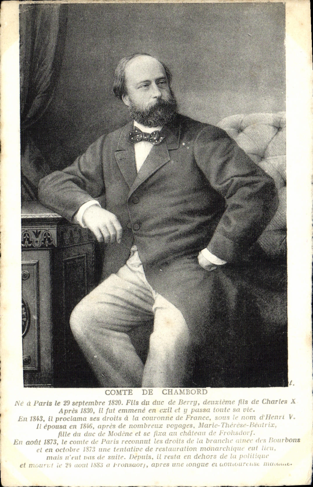 VINTAGE POSTCARD Count De Chambord