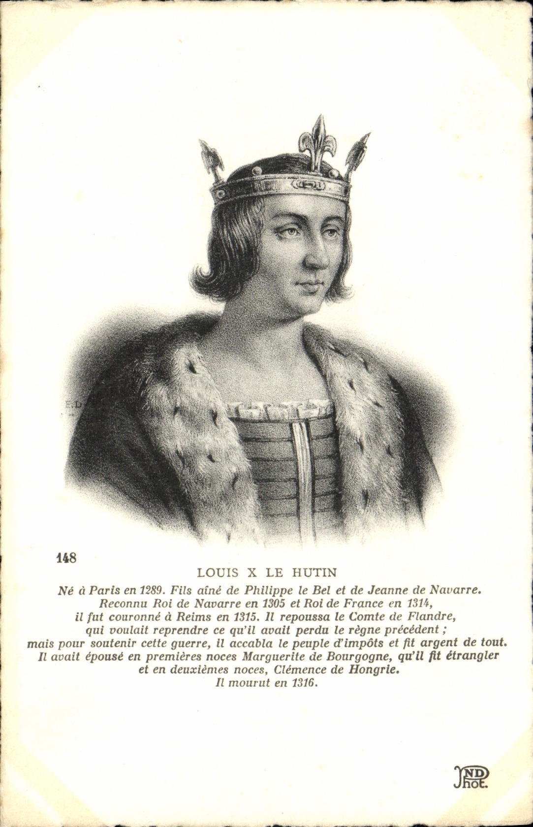 VINTAGE POSTCARD Louis X Hutin