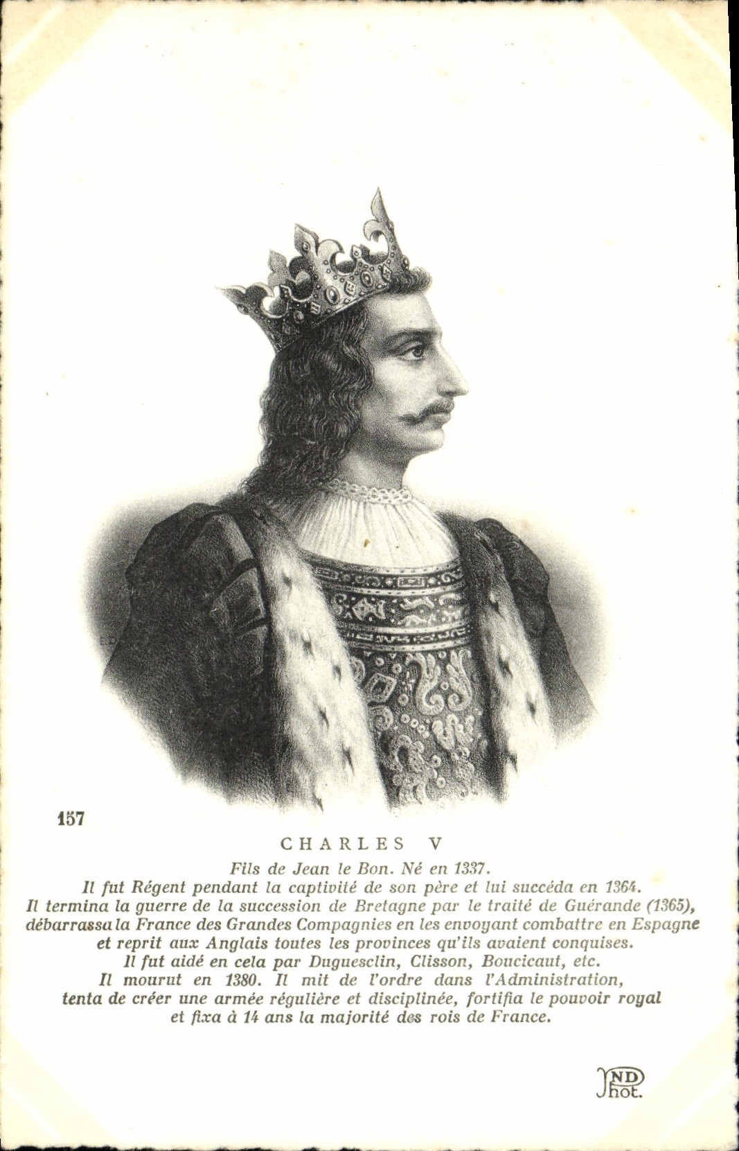 VINTAGE POSTCARD Charles V Wire of Jean the Good