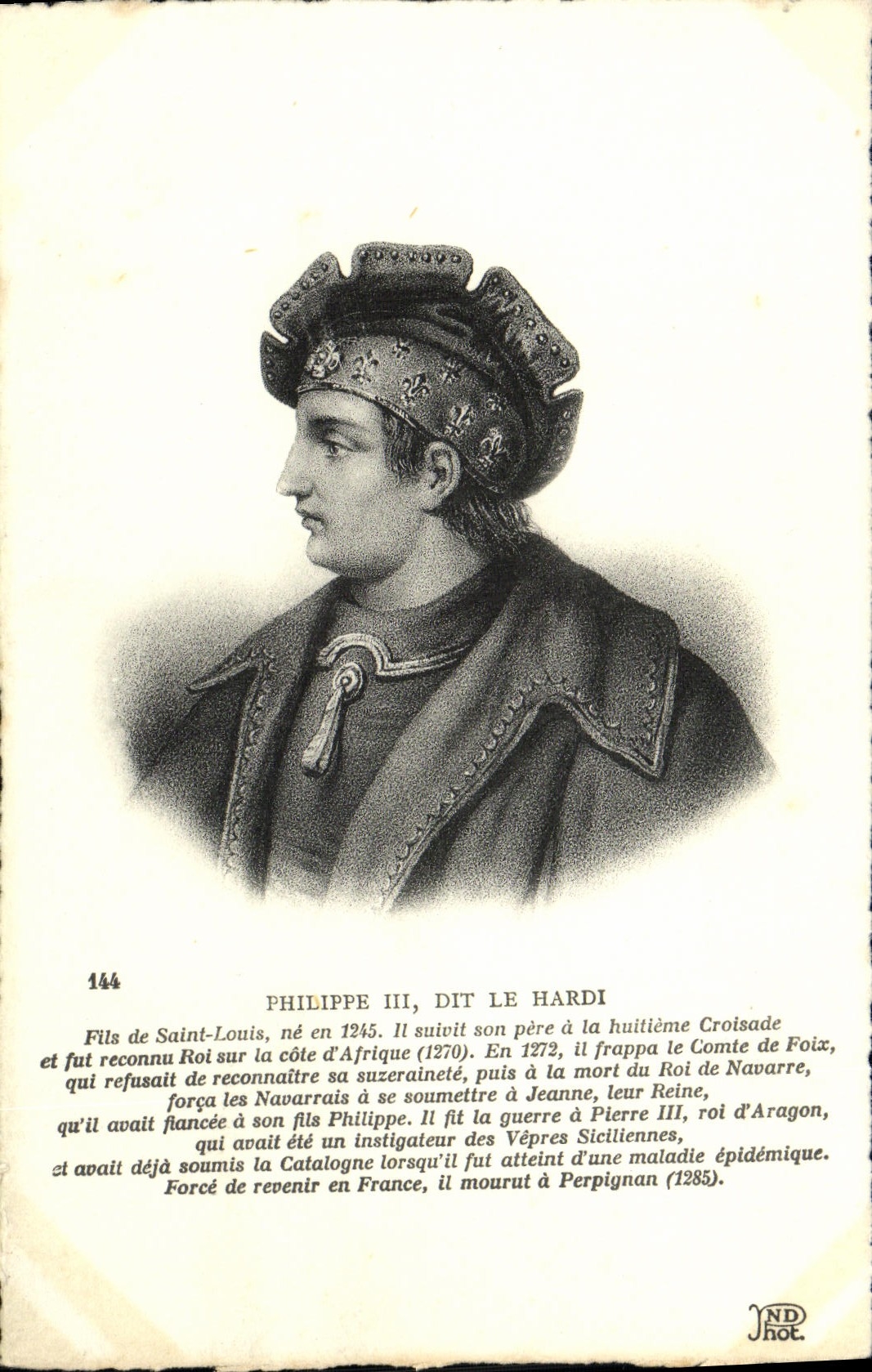 VINTAGE POSTCARD Philippe III Known as the Bold one
