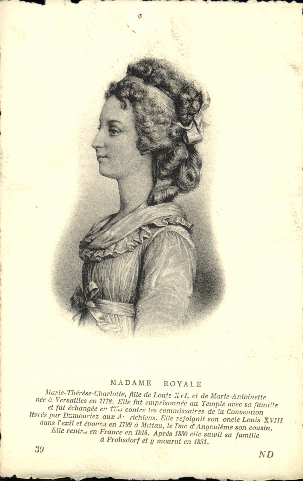 VINTAGE POSTCARD Mrs Royale girl of Louis XVI