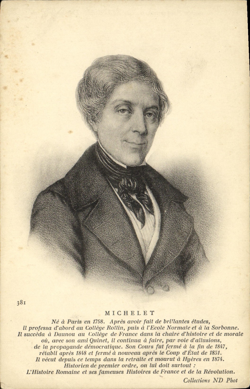 VINTAGE POSTCARD Michelet does not have Paris in 1798