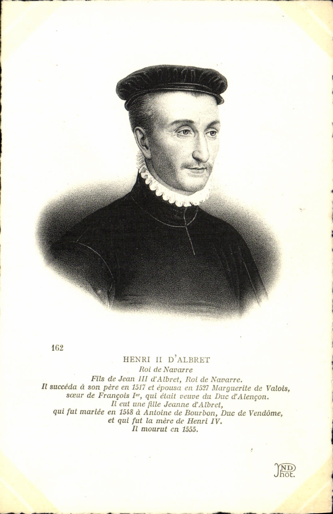 VINTAGE POSTCARD Henri D' Albret King de Navarre