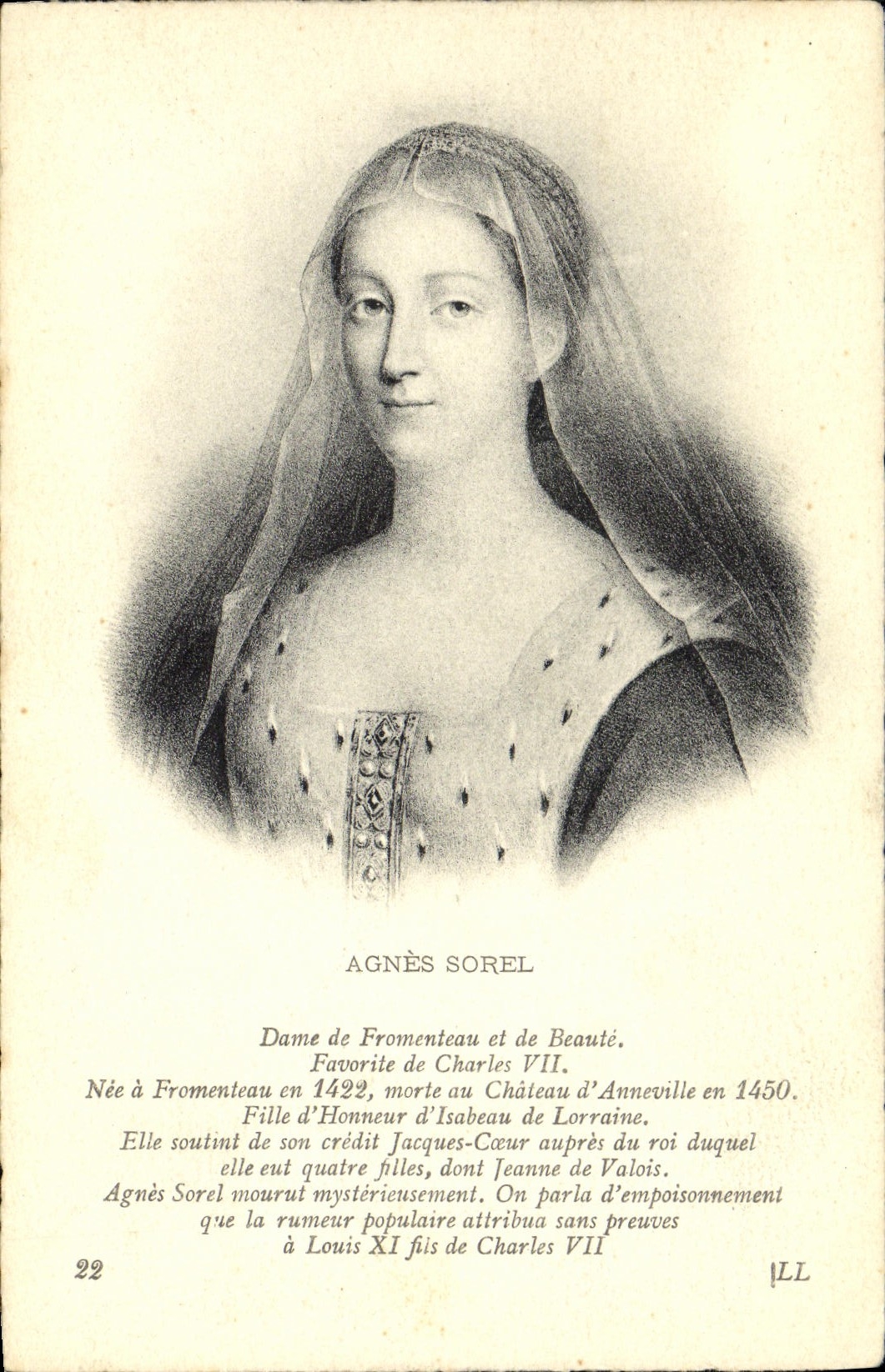 Espolones de Inés Sorel de la POSTAL de la VENDIMIA de Fromenteau y belleza preferida de Charles VII