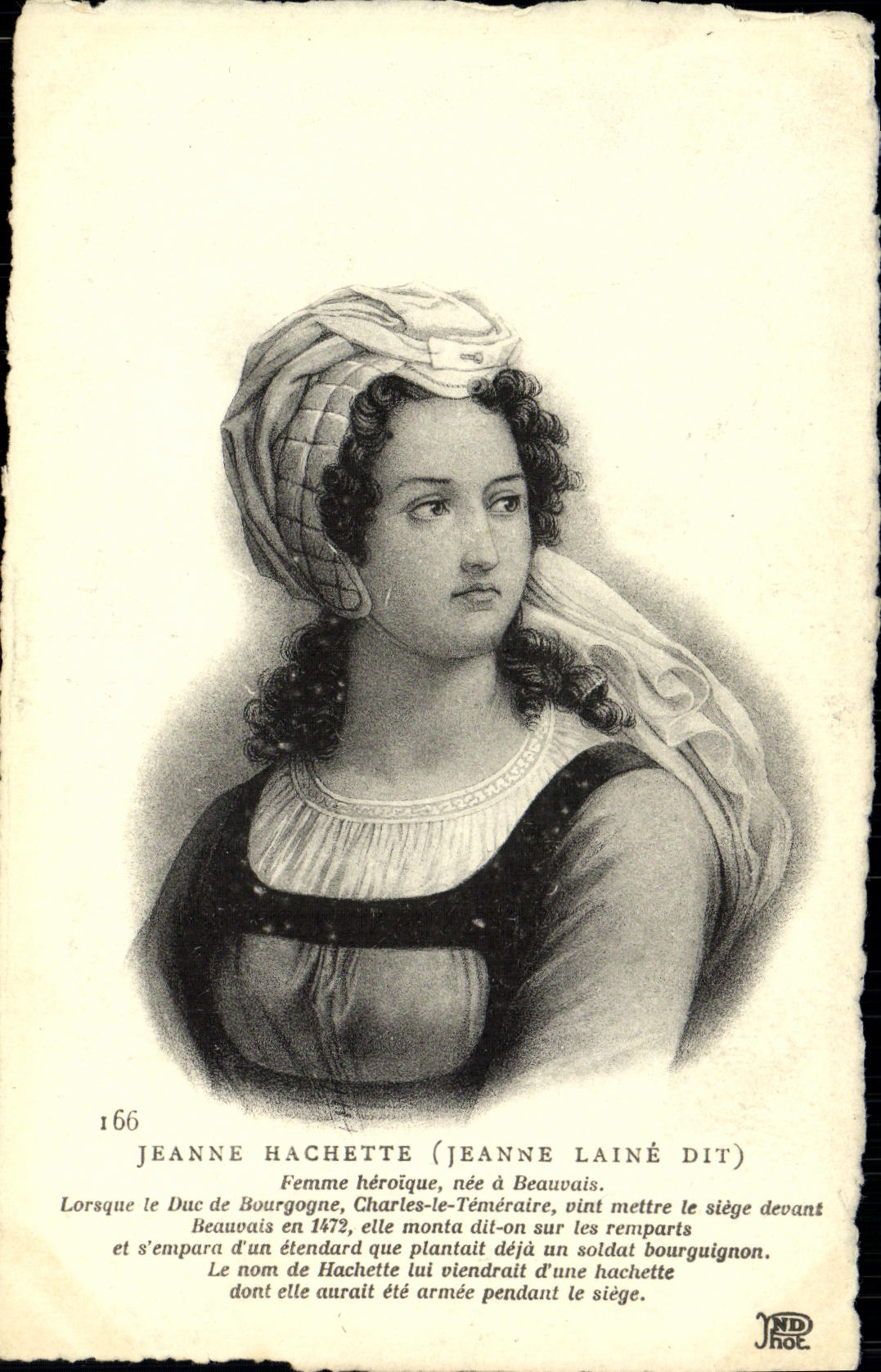 VINTAGE POSTCARD Jeanne Hachette born has Beauvais