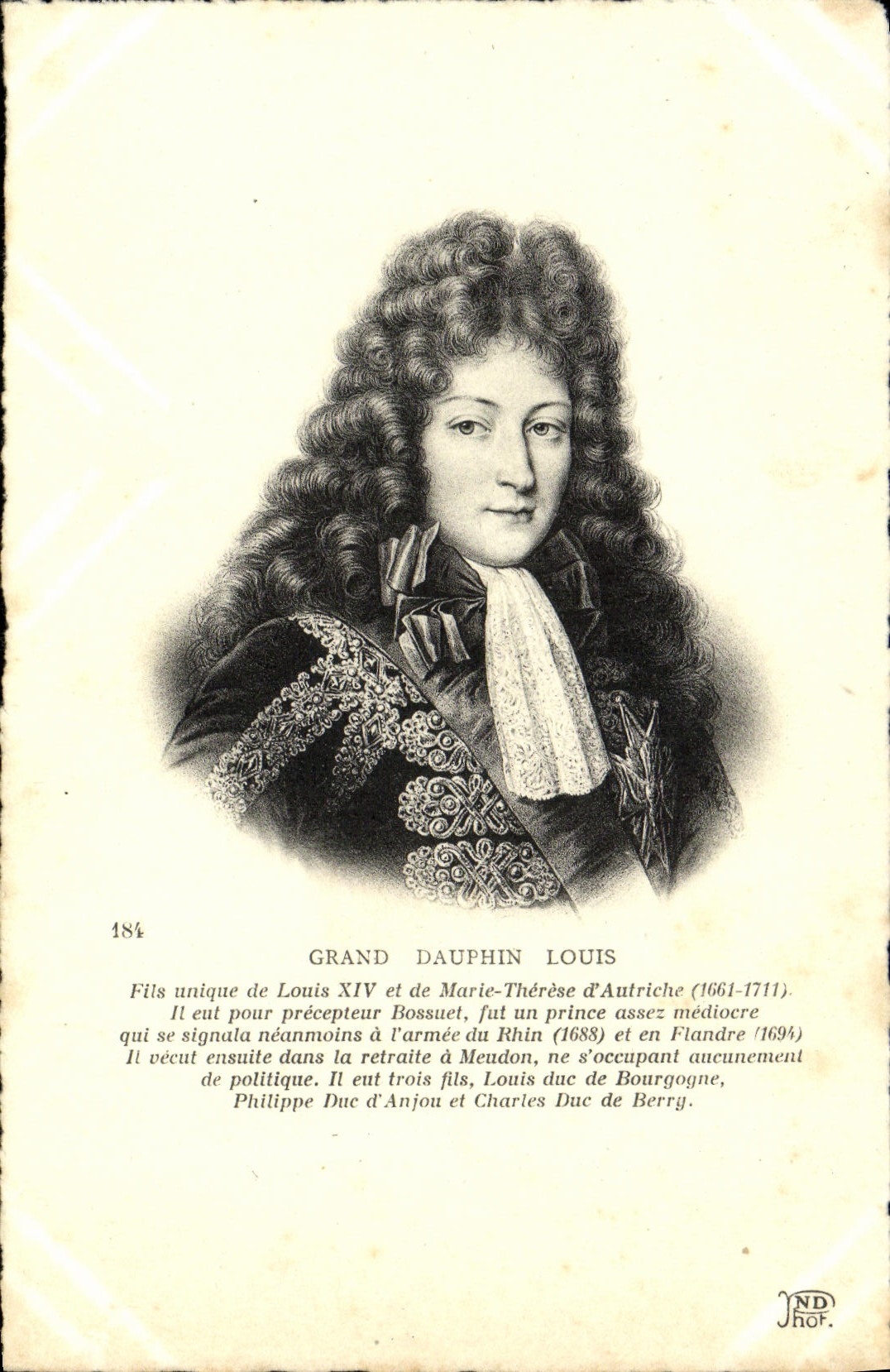 VINTAGE POSTCARD Large Dolphin Louis Wire of Louis XIV and Marie Therese of Austria