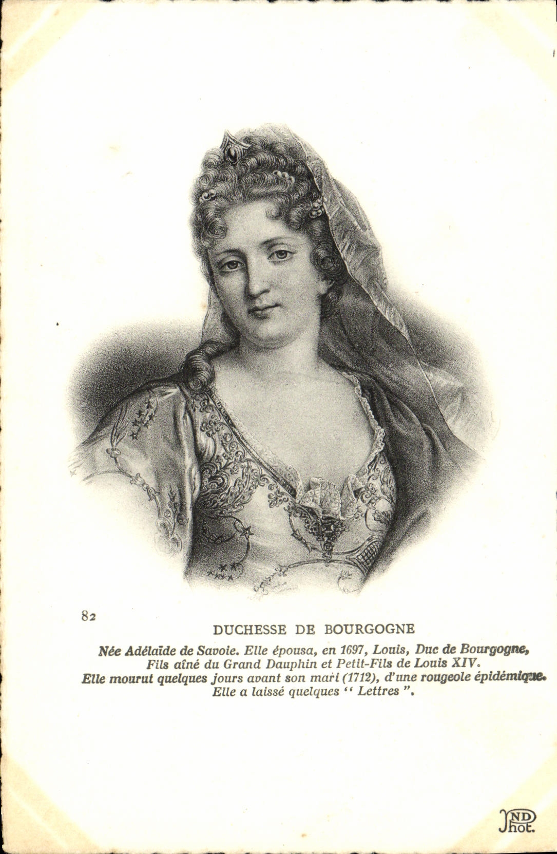 VINTAGE POSTCARD Duchess Of Burgundy Adelaide of Savoy