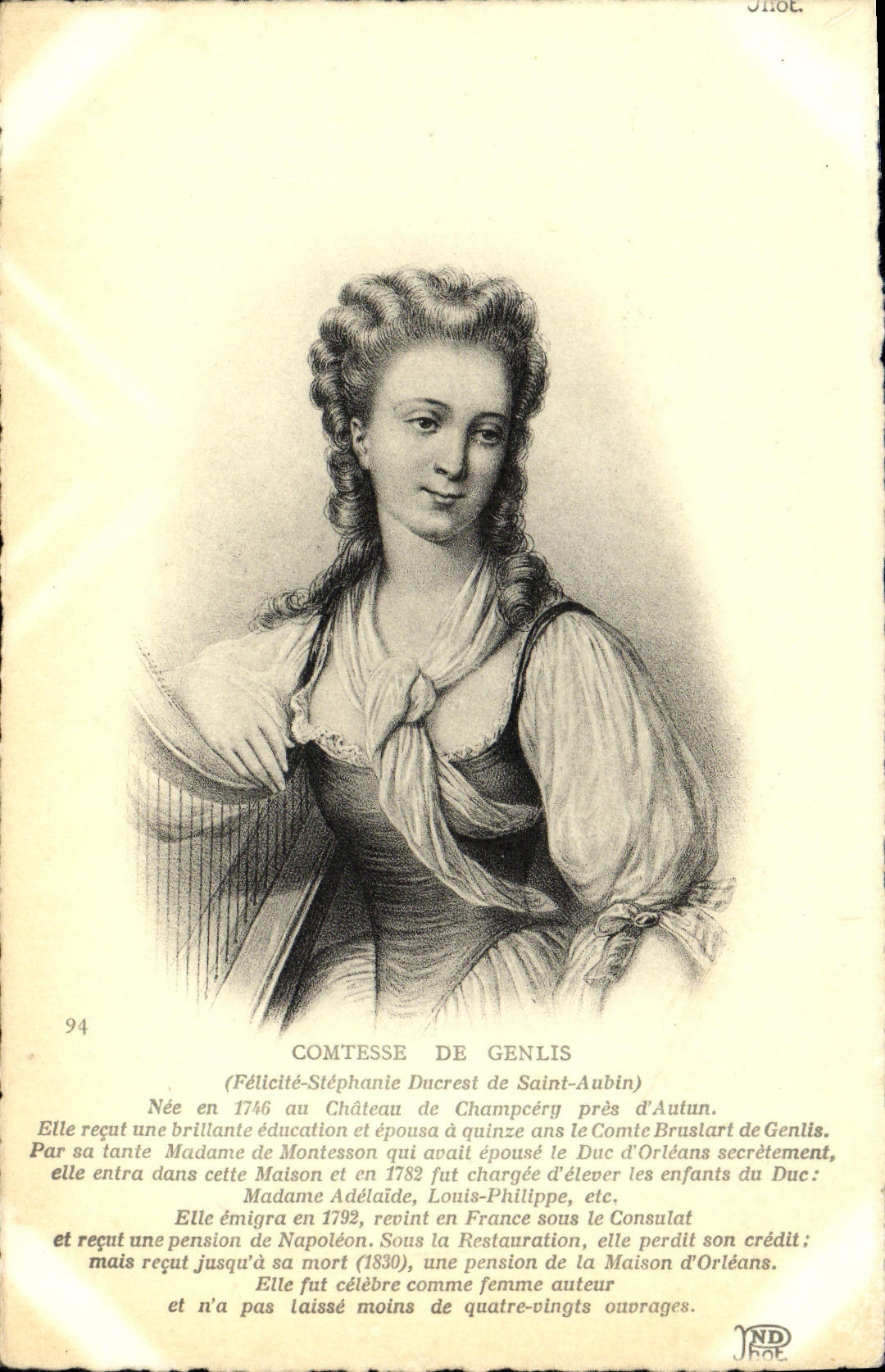 CPA Comtesse De Genlis nee au chateau de Champcery pres d'Autun