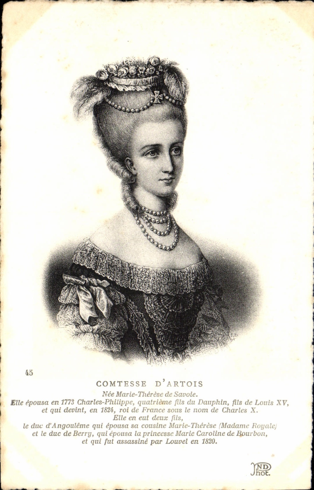 CPA Comtesse d'Artois Marie Therese de Savoie 