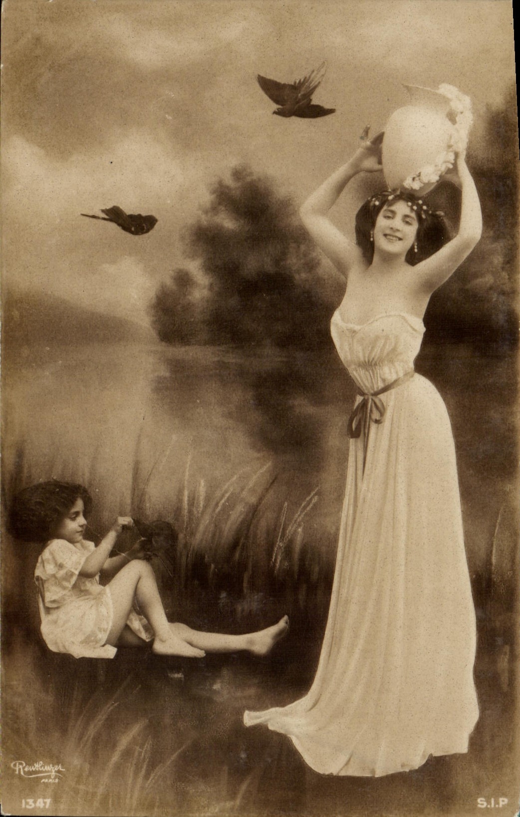 CPA Fantaisie Femme Enfant