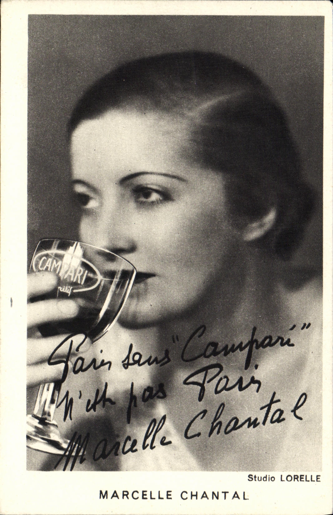 VINTAGE POSTCARD Marcelle Chantal Publicite Campari