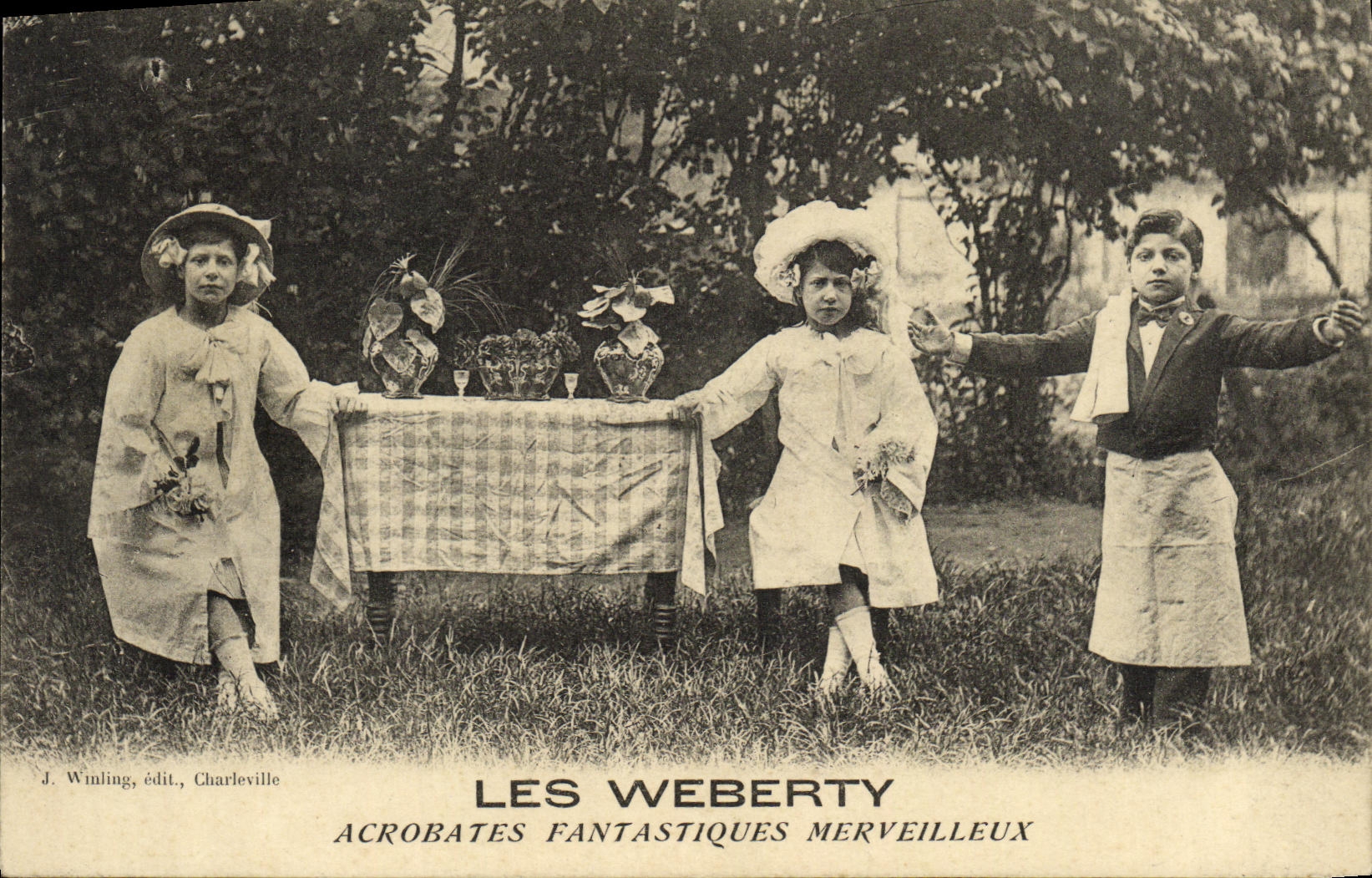 Acróbatas fantásticos maravillosos de Weberty de la fantasía de la POSTAL de la VENDIMIA