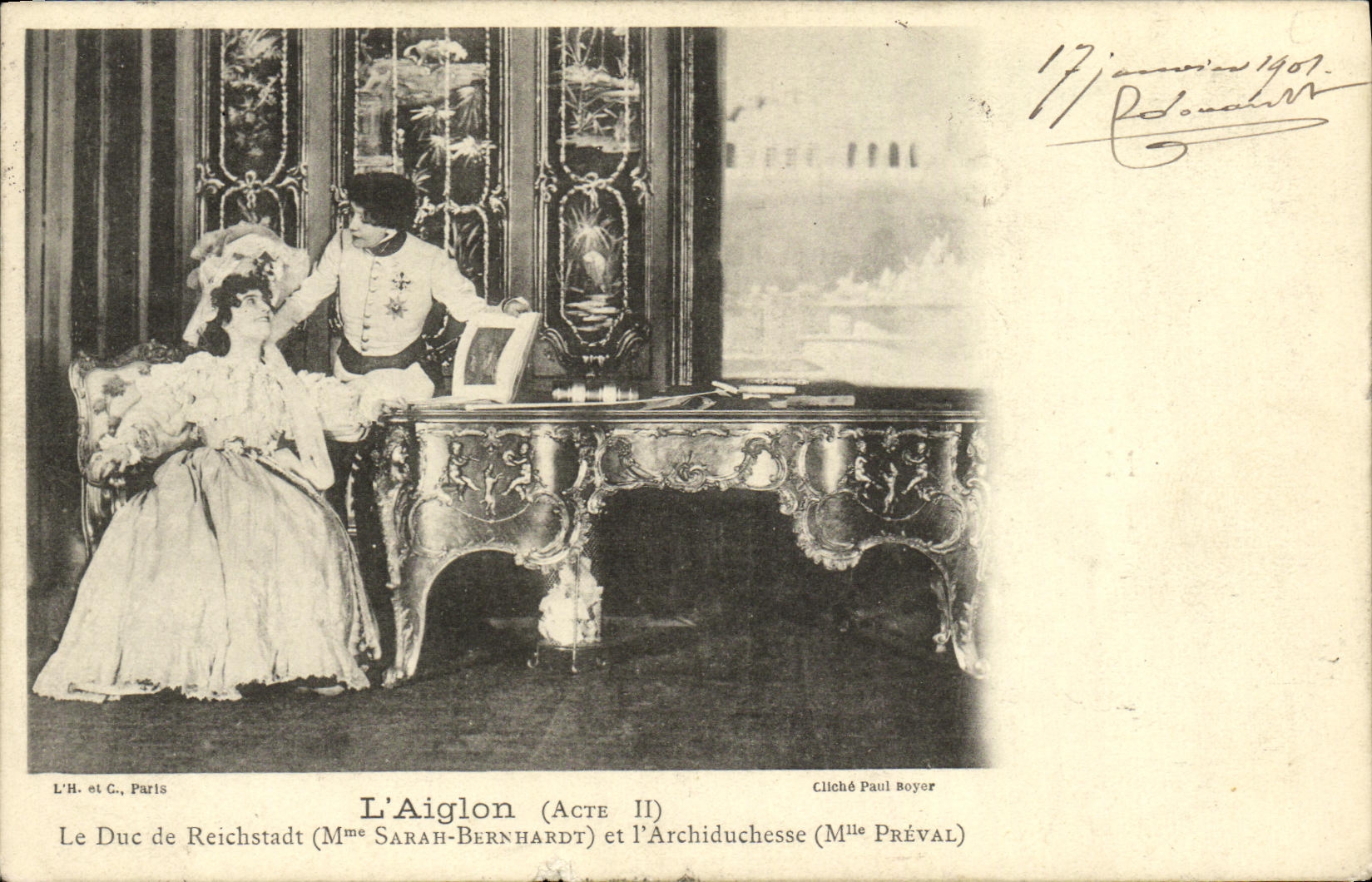 CPA Fantaisie Sarah Bernhardt L'aiglon