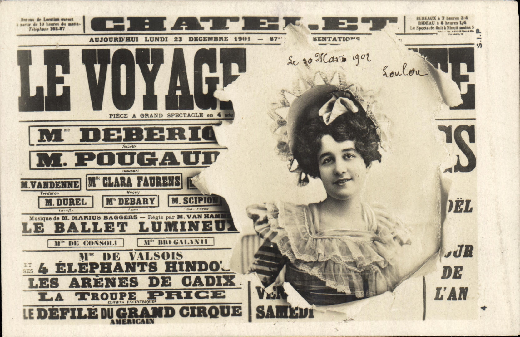 Fantasía de la POSTAL de la VENDIMIA el elefante Deberic Pougaut de Chatelet del viaje