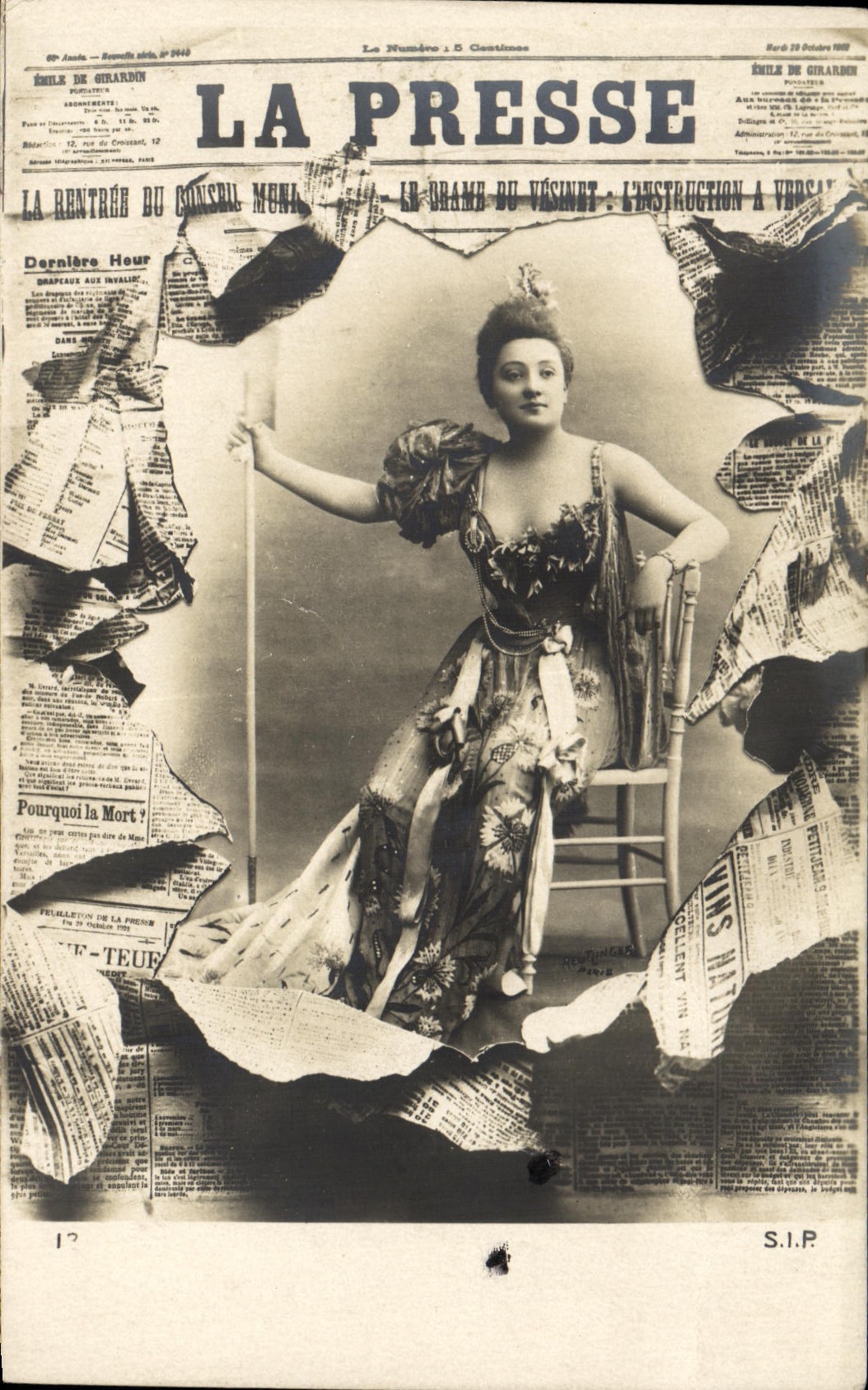 VINTAGE POSTCARD Fantasy Woman Newspaper the press