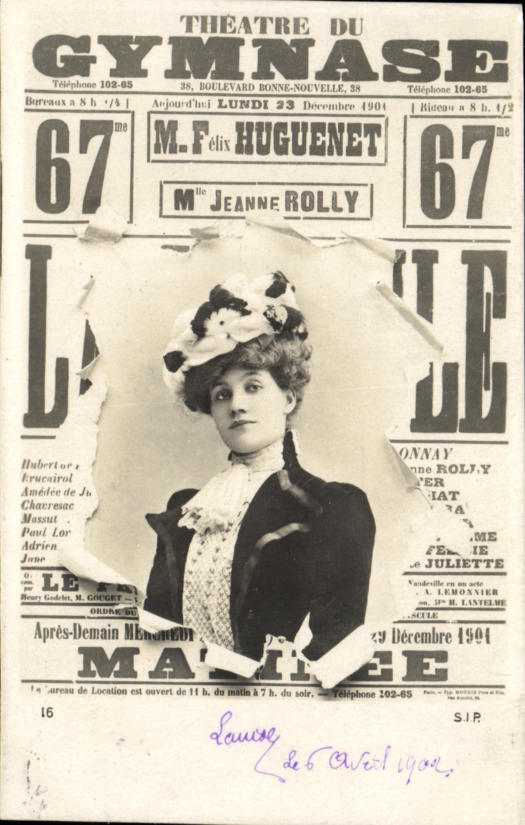VINTAGE POSTCARD Fantasy Woman Newspaper Theater of the Gymnasium