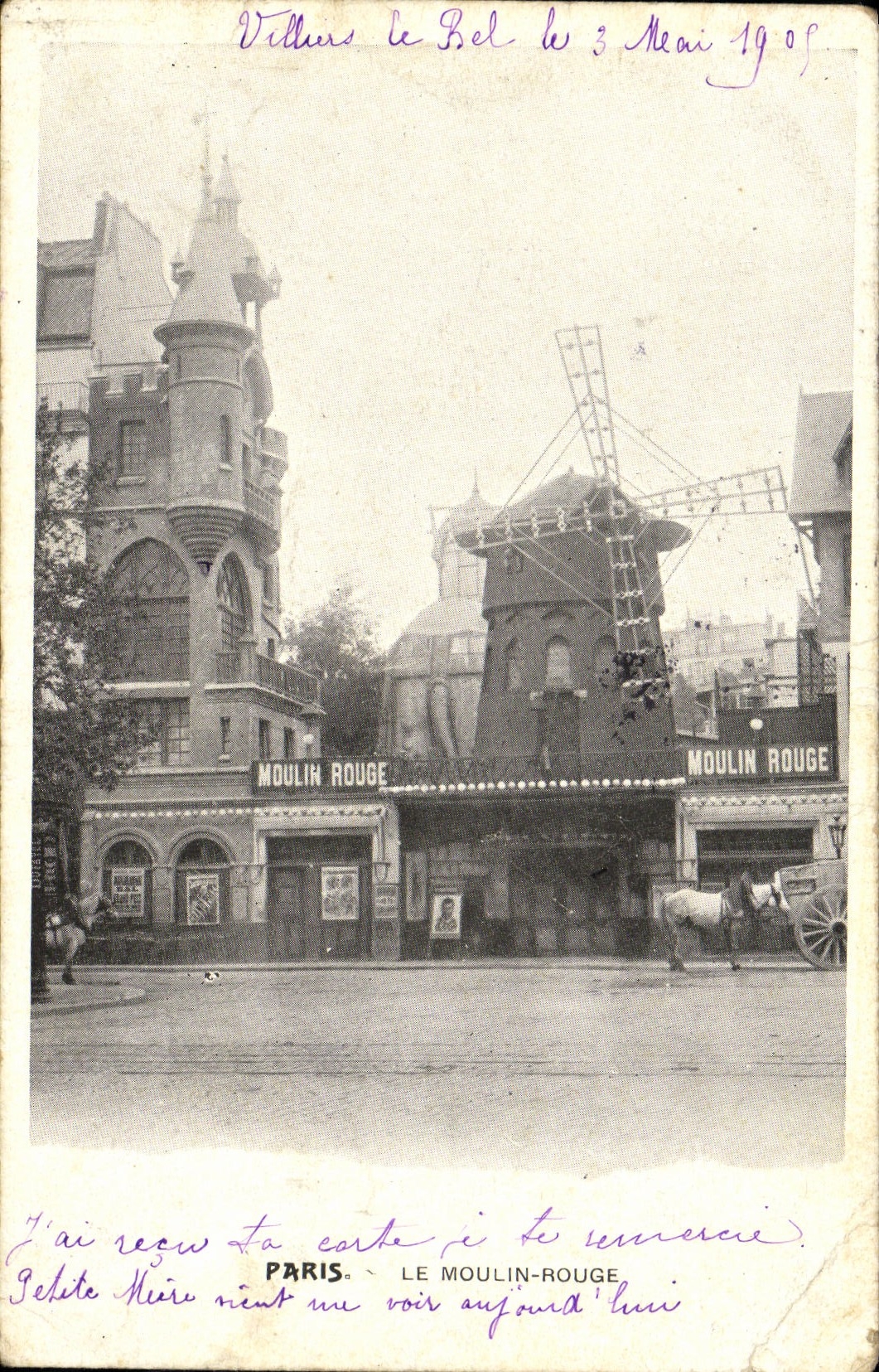 Moulin-Colorete de París del teatro de la POSTAL de la VENDIMIA