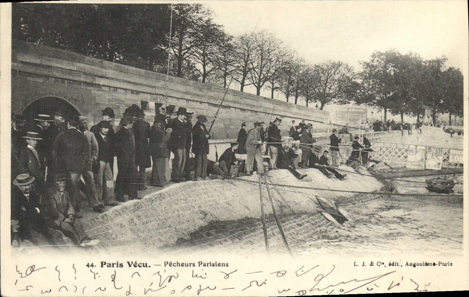 VINTAGE POSTCARD Paris Vecu sinning Parisian Fishes TOP