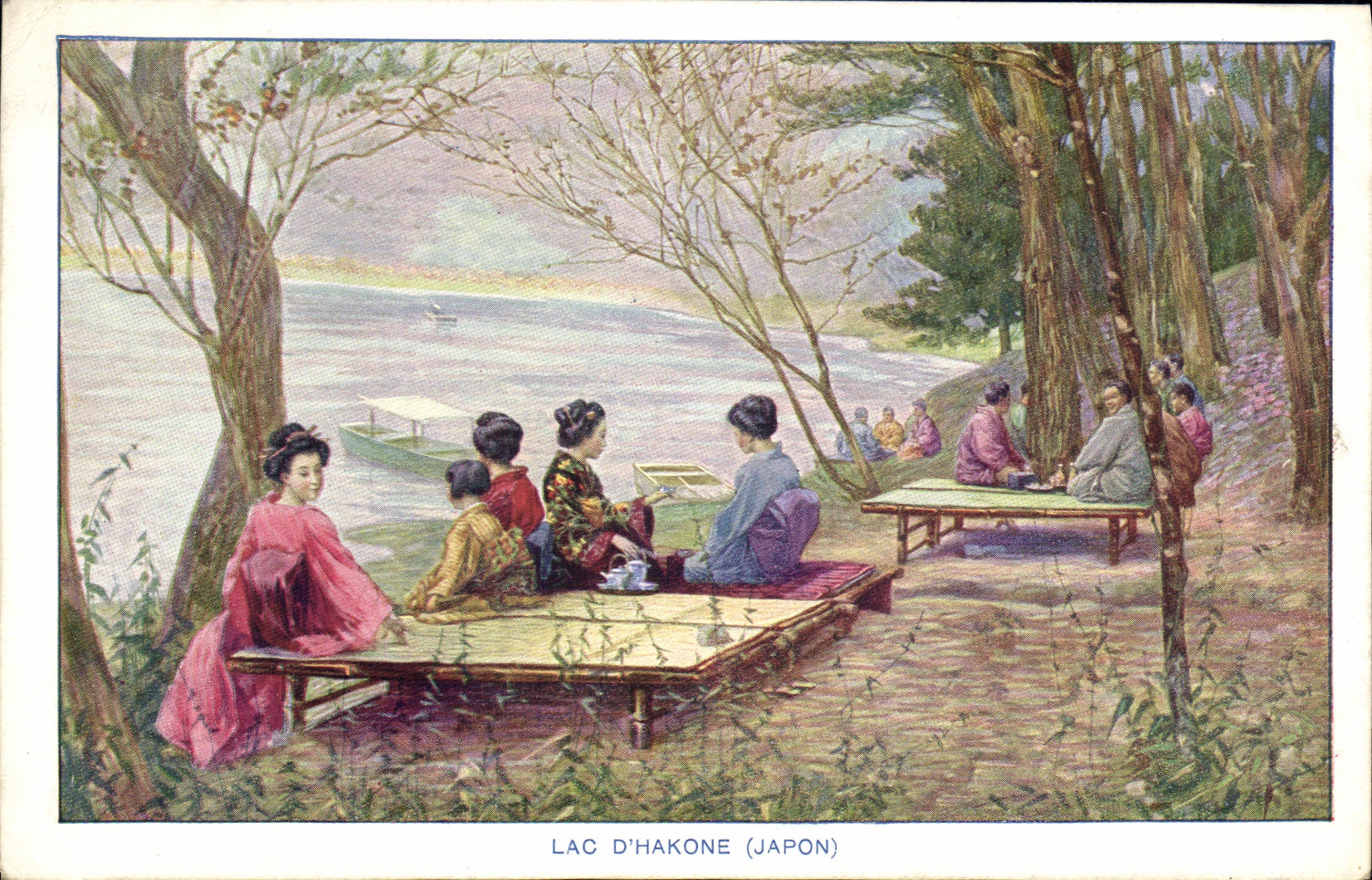 VINTAGE POSTCARD Japanese Japan Lake Hakone