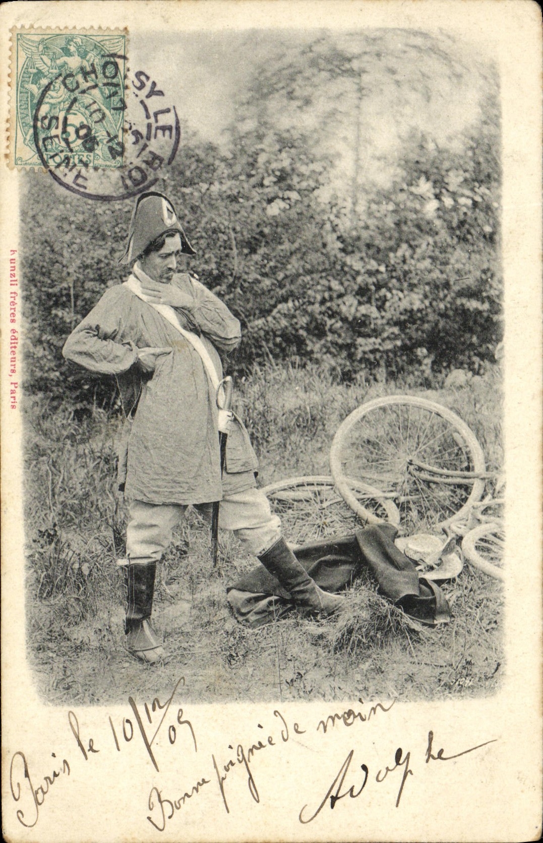 VINTAGE POSTCARD Fantaisie Man Bicycle Cycles
