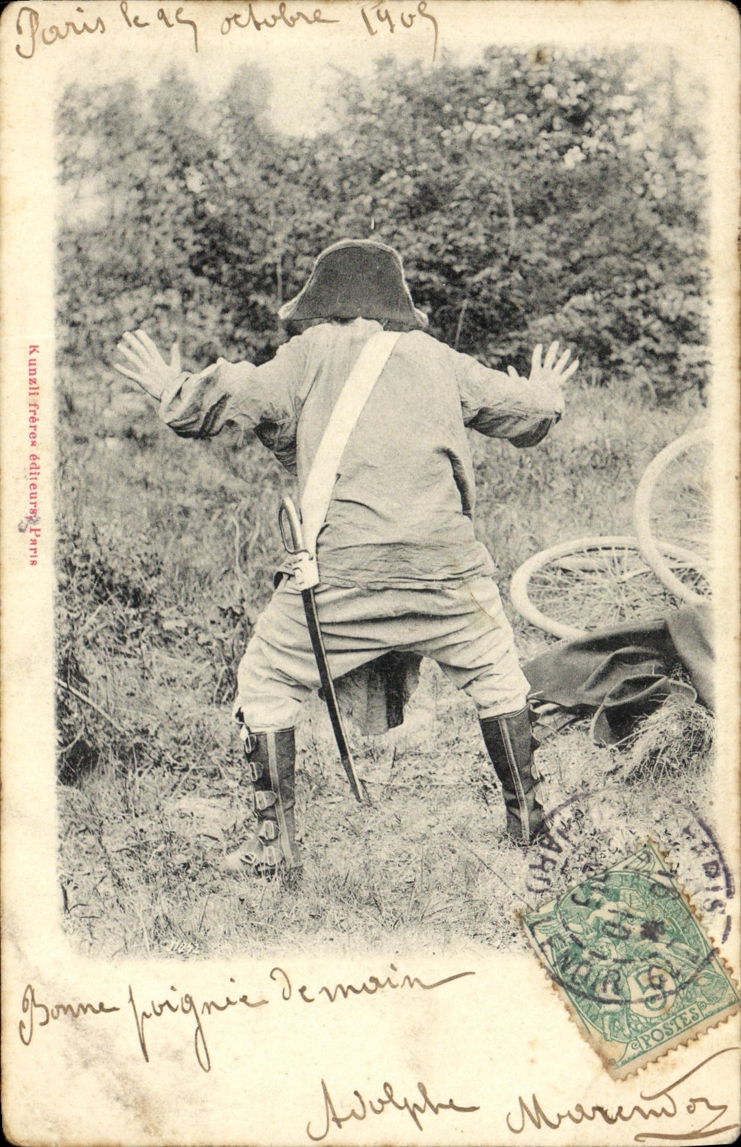 CPA Fantaisie Homme Velo Cycle