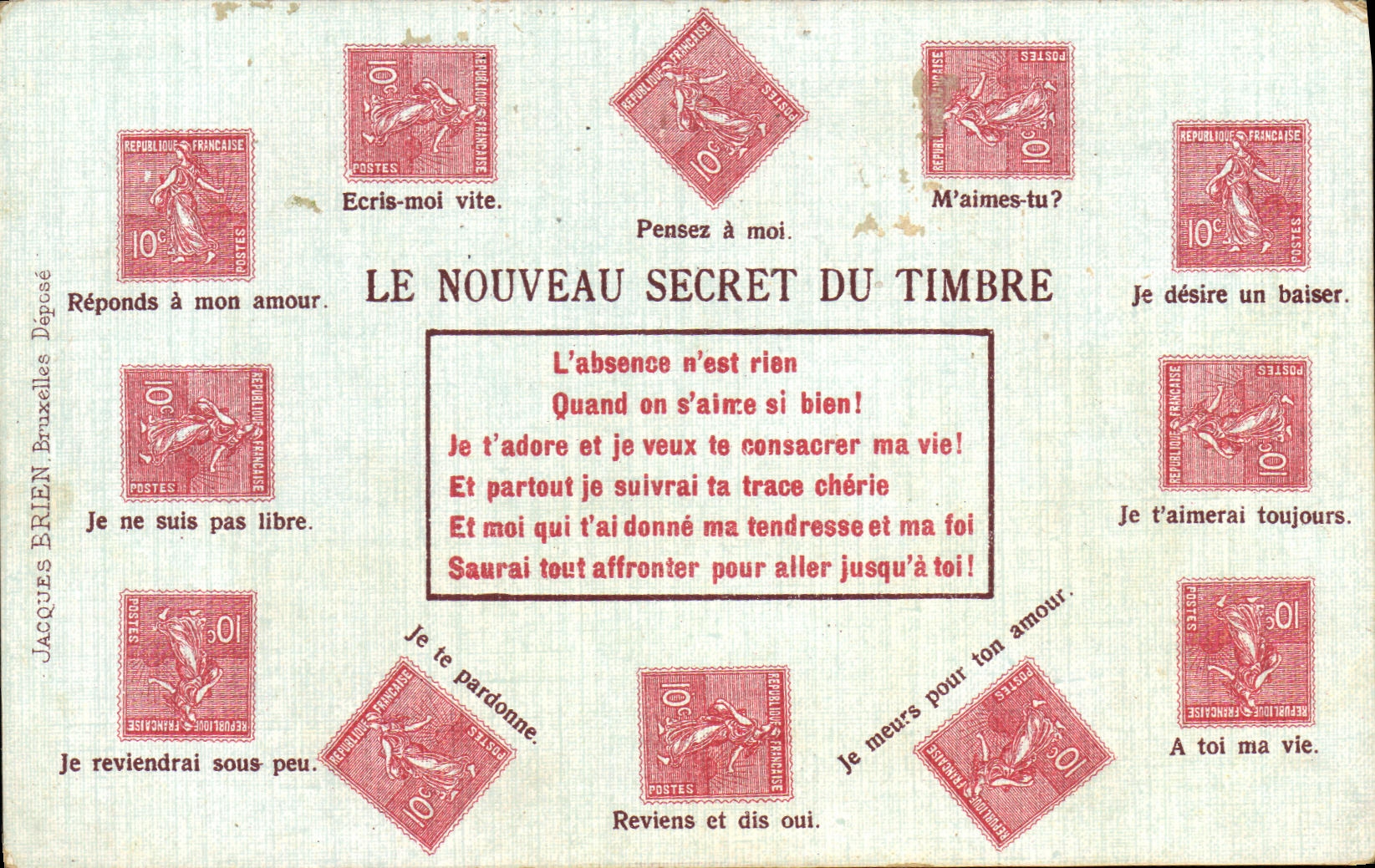 CPA Fantaisie Semeuse Le nouveau secret du timbre