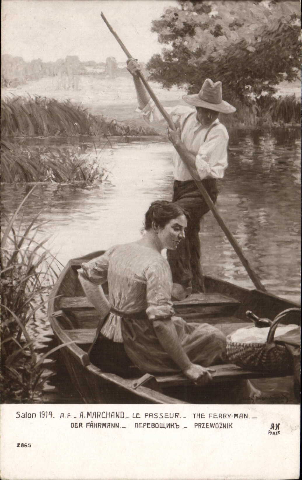 VINTAGE POSTCARD Fantasy Living room 1914 Merchant the frontier runner