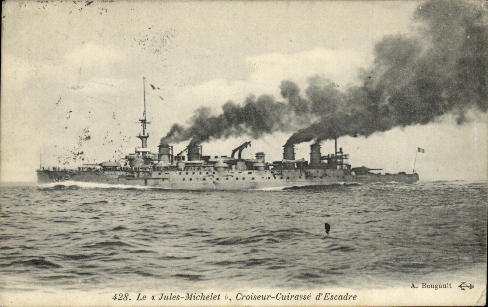 VINTAGE POSTCARD Bateau the Jules Michelet Croiseur Armours squadron