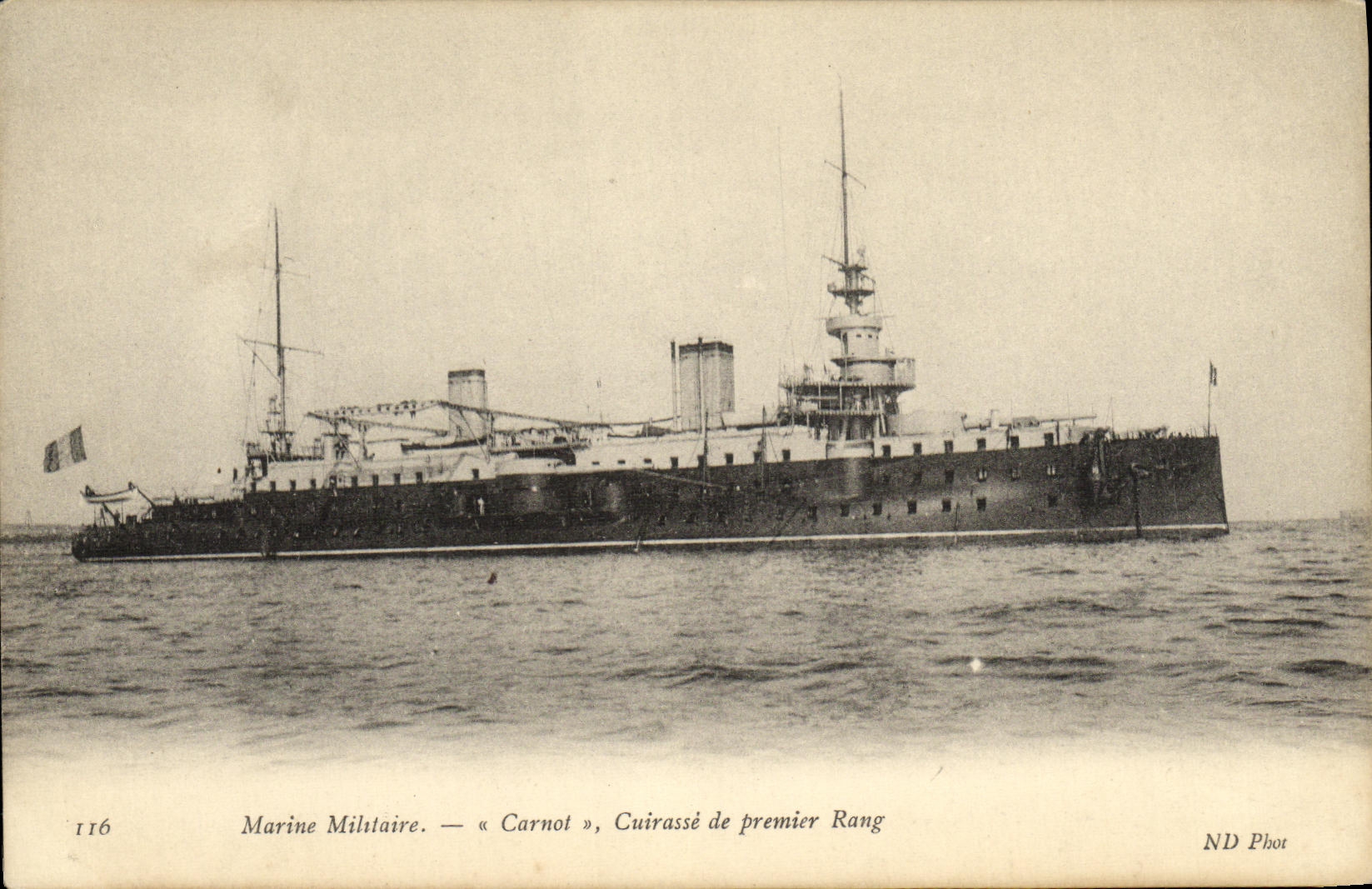 VINTAGE POSTCARD Bateau Carnot armours to premeir row