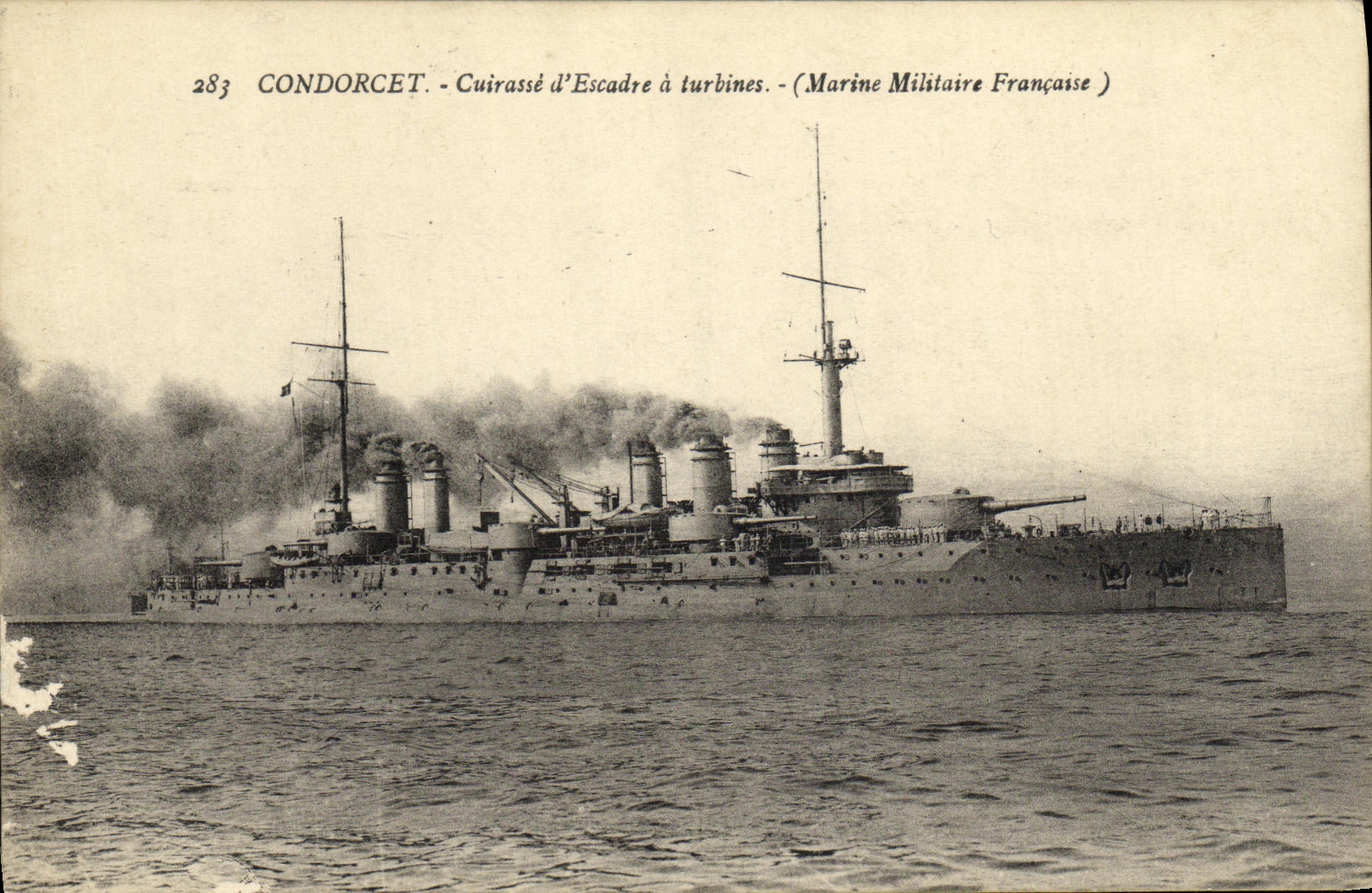 VINTAGE POSTCARD Bateau Condorcet Cuirasse squadron has turbines