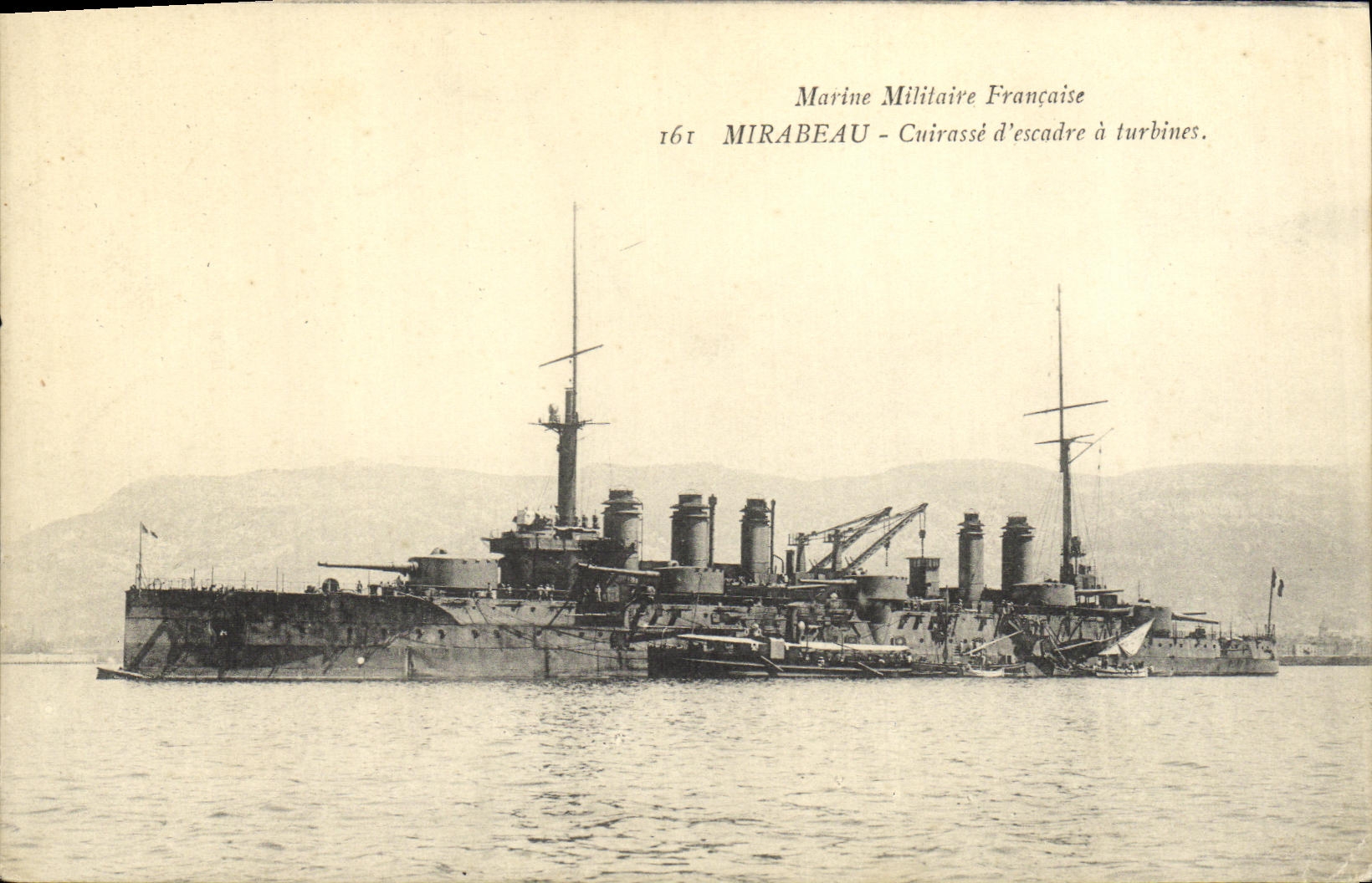 VINTAGE POSTCARD Bateau Mirabeau Cuirasse squadron has turbines