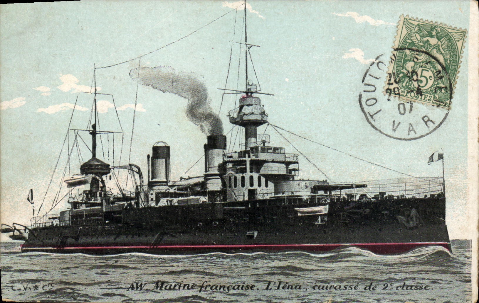 VINTAGE POSTCARD Boat the iena Armor of 2nd class