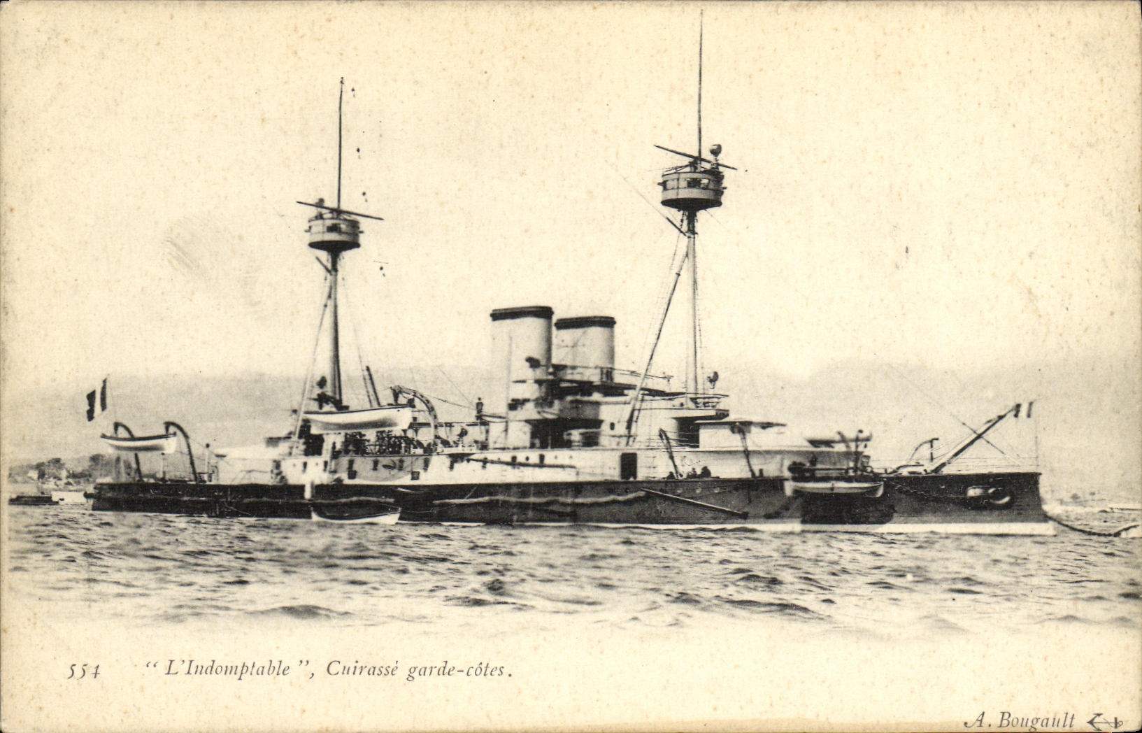 CPA Bateau L'Indomptable Cuirasse garde cotes