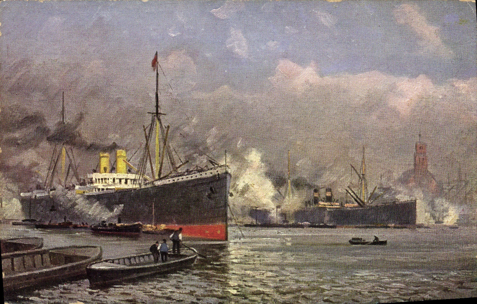 VINTAGE POSTCARD Boat Steamer Port