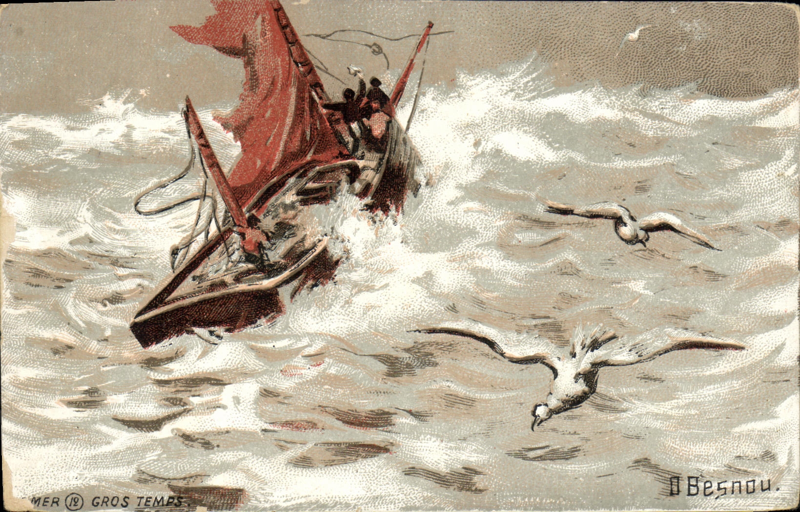 VINTAGE POSTCARD Boat Lifeboat Besnau Gull