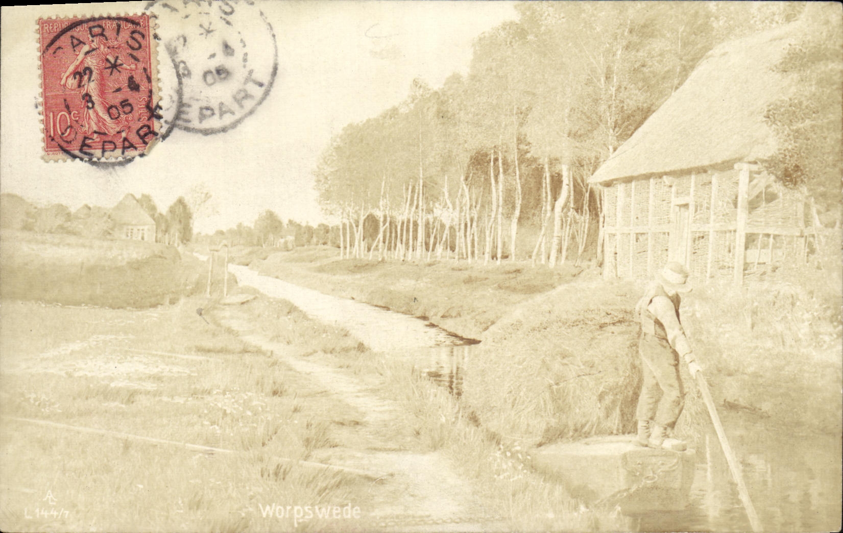 VINTAGE POSTCARD Worpswede Boat