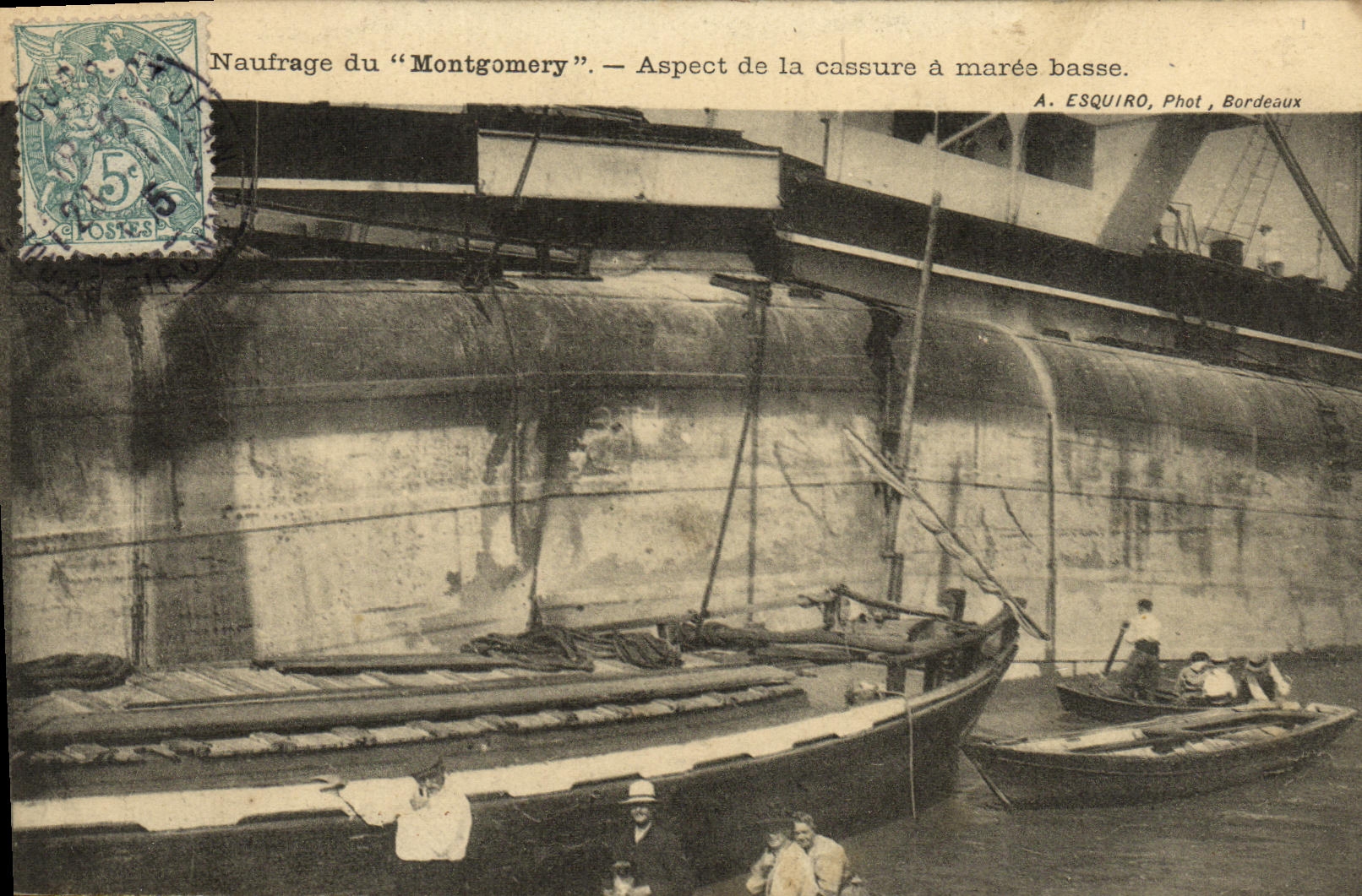 VINTAGE POSTCARD Bateau Shipwreck of Montgomery Appearance of the fracture has low tide