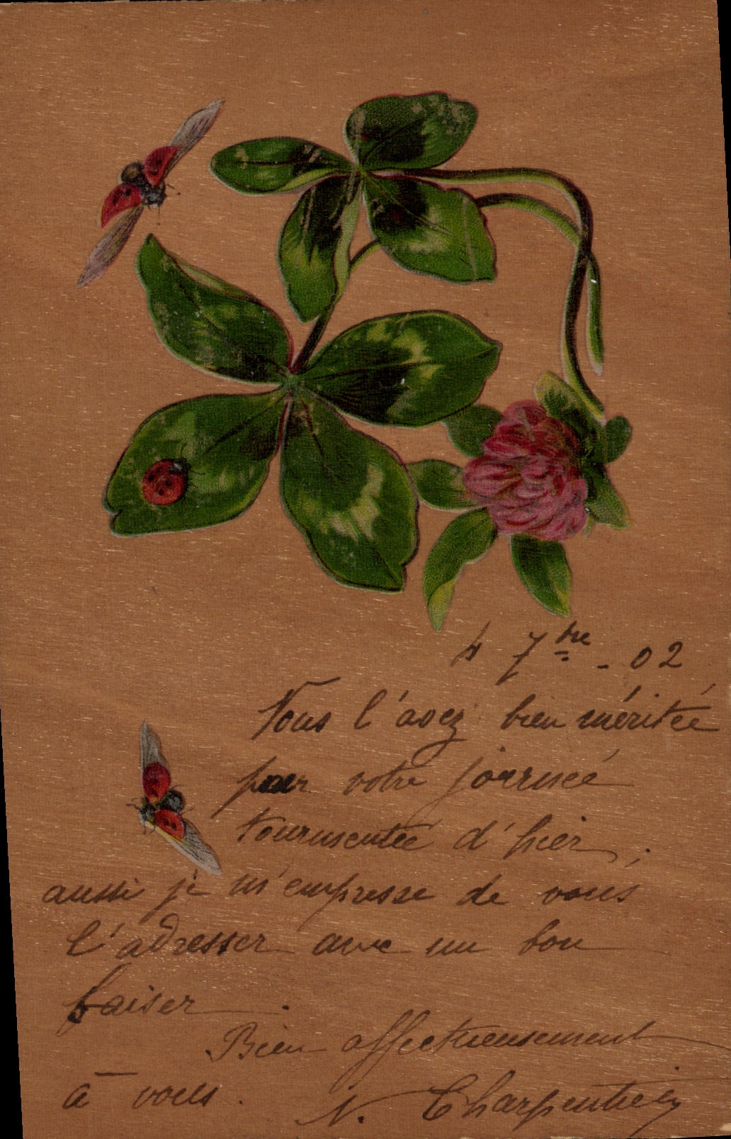 CPA Fantaisie Fleurs Trefle
