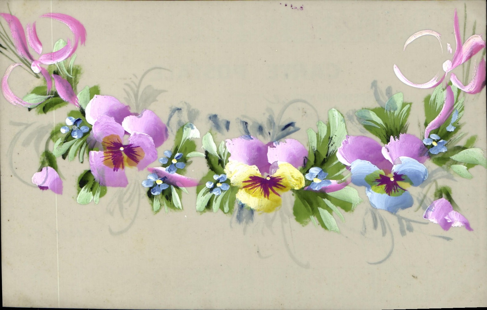 CPA Fantaisie Fleurs (peintes a la main)