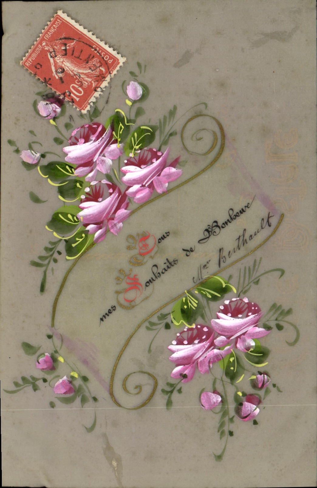 CPA Fantaisie Fleurs (peintes a la main)