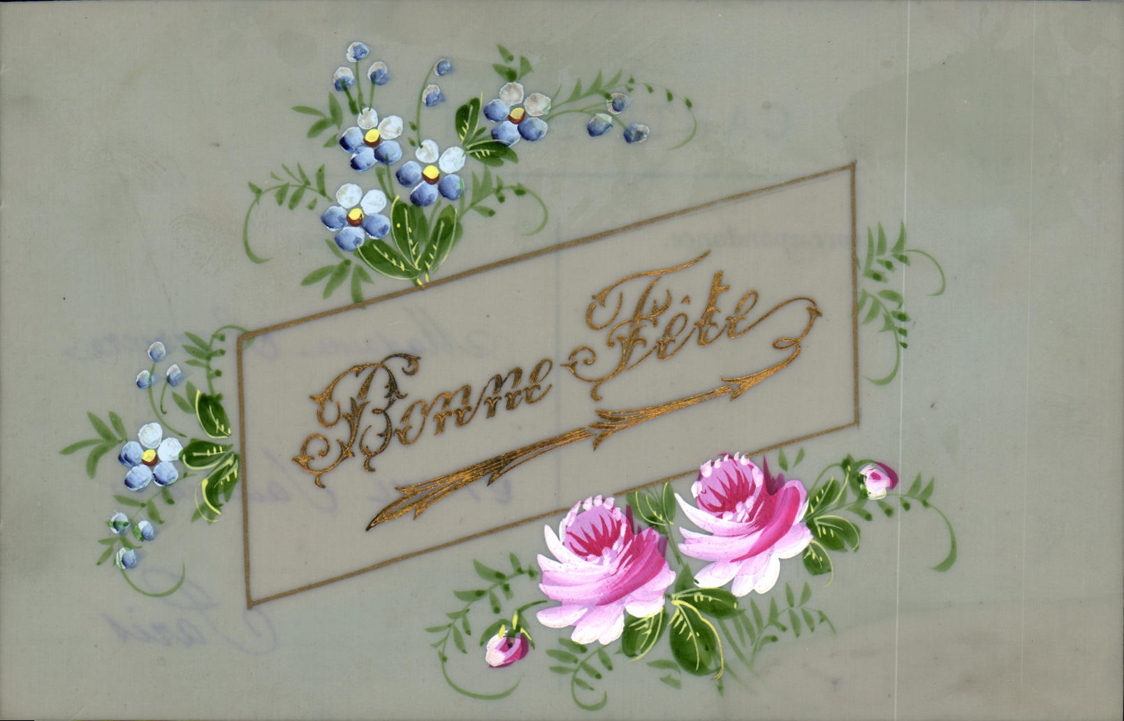 CPA Fantaisie Fleurs (decor a la main)