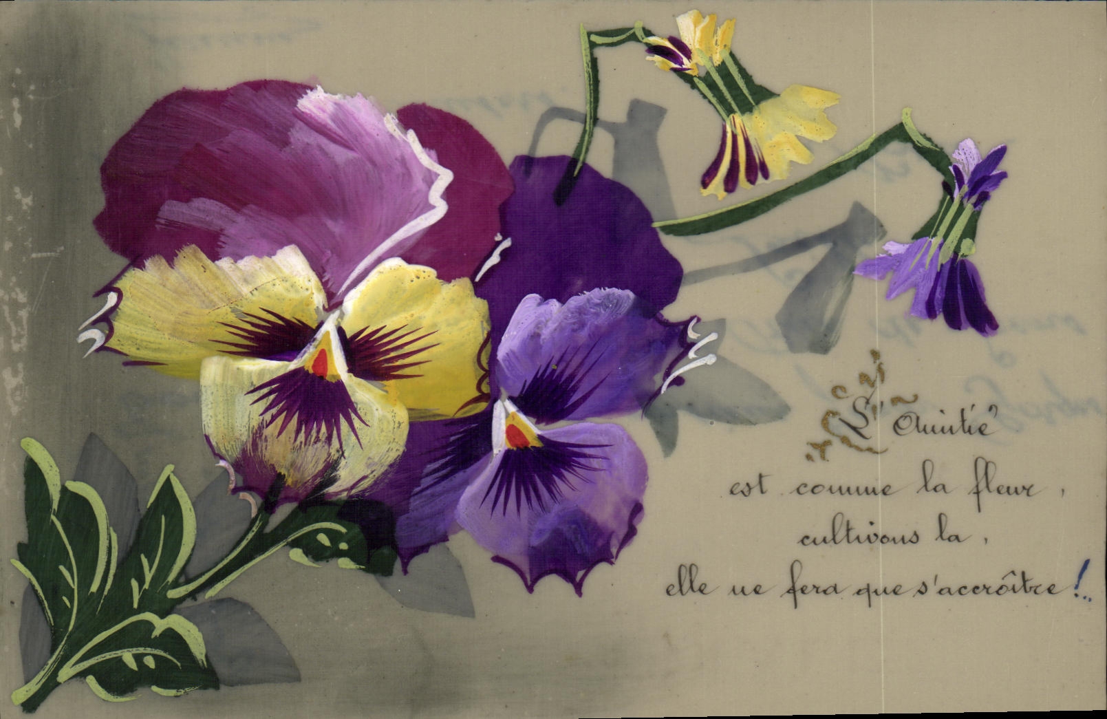 CPA Fantaisie Fleurs (decor a la main)